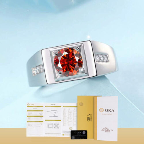 Nhẫn Kim Cương Nam Moissanite 1 Carat Đa Màu Bạc S925 Cao Cấp HTT300TR Trắng