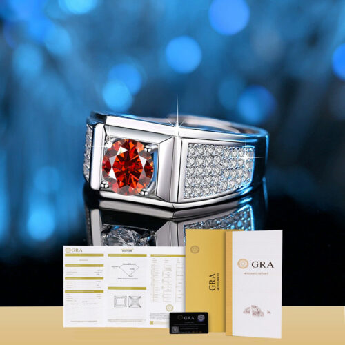 Nhẫn Kim Cương Nam Moissanite 1 Carat Đa Màu Bạc S925 Cao Cấp HTT299T Tím