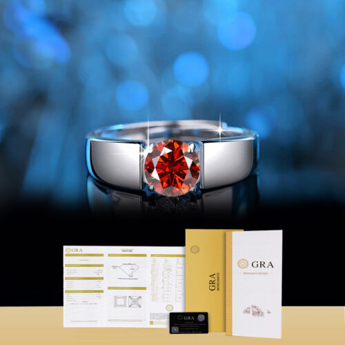 Nhẫn Kim Cương Nam Moissanite 1 Carat Đa Màu Bạc S925 Cao Cấp HTT298TR Trắng