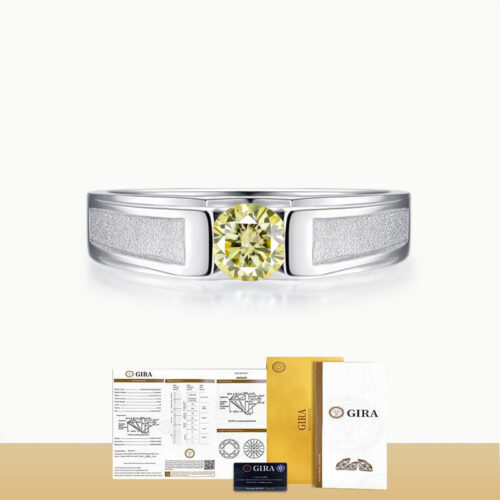 Nhẫn Kim Cương Nam Moissanite 1 Carat Đa Màu Bạc S925 Cao Cấp HTT297C Cam