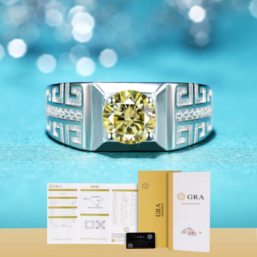 Nhẫn Kim Cương Nam Moissanite 1 Carat Đa Màu Bạc S925 Cao Cấp HTT302S Bảy Màu