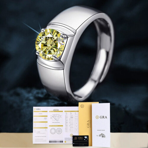 Nhẫn Kim Cương Nam Moissanite 1 Carat Đa Màu Bạc S925 Cao Cấp HTT303T Tím
