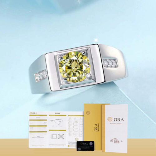Nhẫn Kim Cương Nam Moissanite 1 Carat Đa Màu Bạc S925 Cao Cấp HTT300TR Trắng