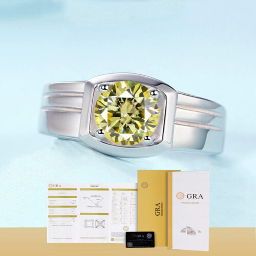 Nhẫn Kim Cương Nam Moissanite 1 Carat Đa Màu Bạc S925 Cao Cấp HTT305Tr Trắng
