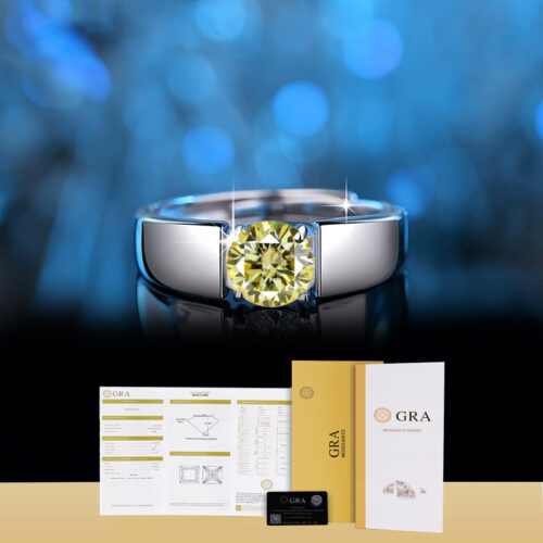 Nhẫn Kim Cương Nam Moissanite 1 Carat Đa Màu Bạc S925 Cao Cấp HTT298TR Trắng