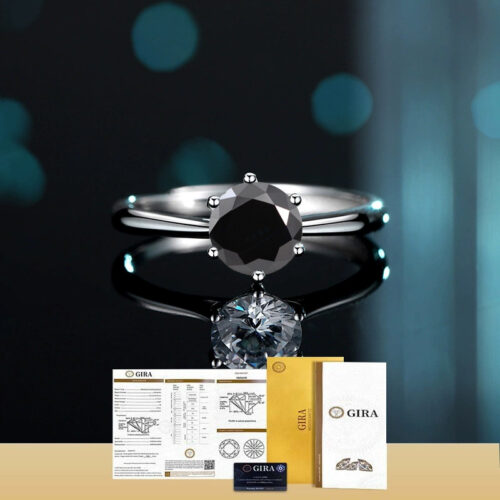 Nhẫn Bạc Nữ S925 Đính Kim Cương Moissanite 1 Carat Lấp Lánh Kiểu Dáng Thanh Lịch HTT244Z Màu AB