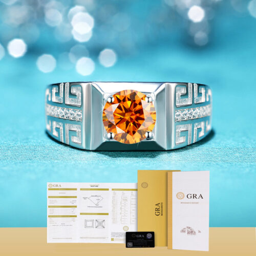 Nhẫn Kim Cương Nam Moissanite 1 Carat Đa Màu Bạc S925 Cao Cấp HTT302S Bảy Màu