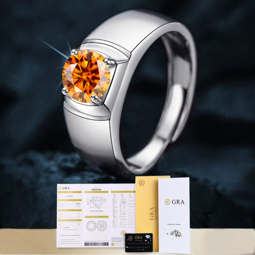 Nhẫn Kim Cương Nam Moissanite 1 Carat Đa Màu Bạc S925 Cao Cấp HTT303T Tím