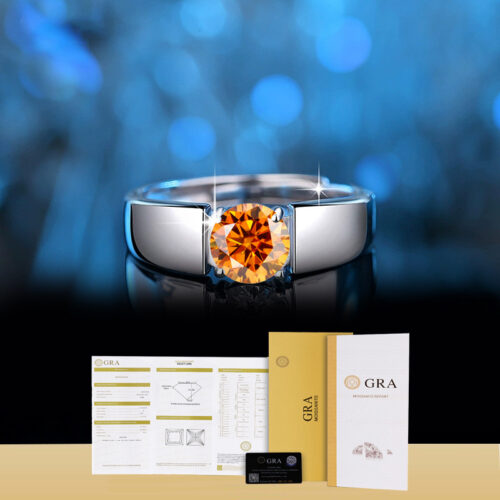 Nhẫn Kim Cương Nam Moissanite 1 Carat Đa Màu Bạc S925 Cao Cấp HTT298TR Trắng