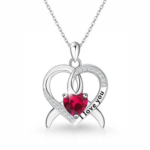 Dây Chuyền Trái Tim Bạc S925 Đính Đá Zircon HTT453 Đỏ Hồng