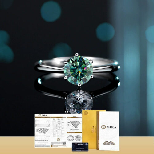 Nhẫn Bạc Nữ S925 Đính Kim Cương Moissanite 1 Carat Lấp Lánh Kiểu Dáng Thanh Lịch HTT244Z Màu AB