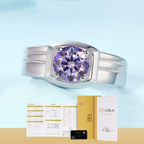 Nhẫn Kim Cương Nam Moissanite 1 Carat Đa Màu Bạc S925 Cao Cấp HTT305Tr Trắng