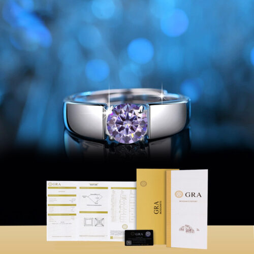 Nhẫn Kim Cương Nam Moissanite 1 Carat Đa Màu Bạc S925 Cao Cấp HTT298TR Trắng
