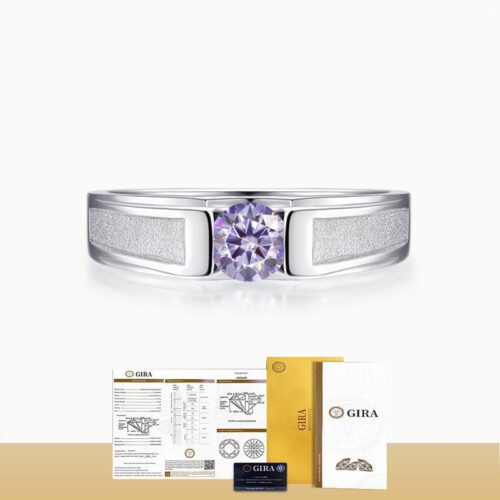 Nhẫn Kim Cương Nam Moissanite 1 Carat Đa Màu Bạc S925 Cao Cấp HTT297C Cam