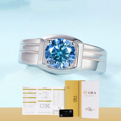 Nhẫn Kim Cương Nam Moissanite 1 Carat Đa Màu Bạc S925 Cao Cấp HTT305Tr Trắng