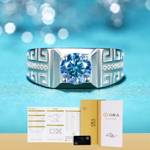 Nhẫn Kim Cương Nam Moissanite 1 Carat Đa Màu Bạc S925 Cao Cấp HTT302S Bảy Màu