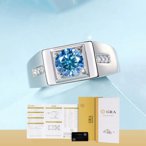 Nhẫn Kim Cương Nam Moissanite 1 Carat Đa Màu Bạc S925 Cao Cấp HTT300TR Trắng