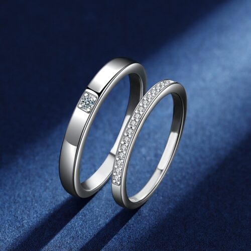 Nhẫn Đôi Đính Kim Cương Moissanite Bạc S925 Cao Cấp HTT275 HTT276