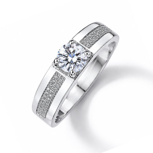 Nhẫn Đôi Đính Kim Cương Moissanite Sang Trọng Bạc S925 HTT288 HTT289