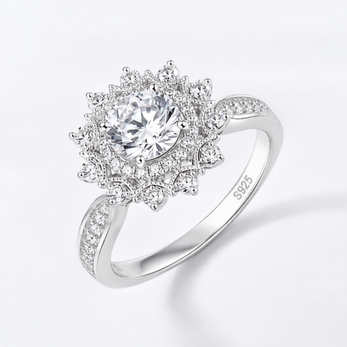Nhẫn Đôi Đính Kim Cương Moissanite Sang Trọng Bạc S925 HTT288 HTT289