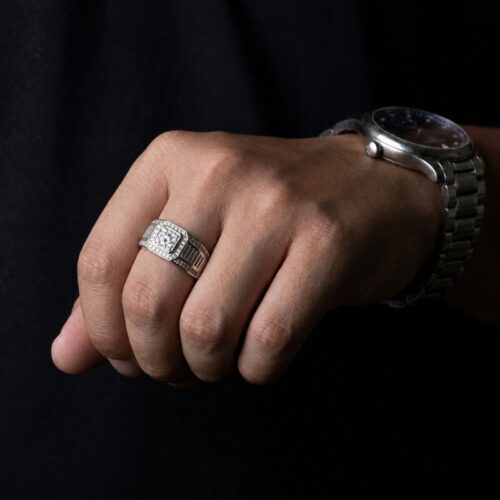 Nhẫn Nam Bạc Đính Kim Cương Moissanite S925 HSX018