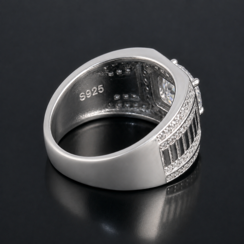 Nhẫn Nam Bạc Đính Kim Cương Moissanite S925 HSX018