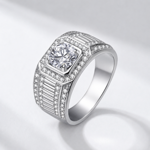 Nhẫn Nam Bạc Đính Kim Cương Moissanite S925 HSX018