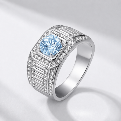 Nhẫn Nam Bạc Đính Kim Cương Moissanite S925 HSX018