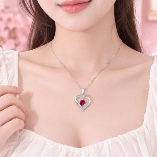 Dây Chuyền Trái Tim Bạc S925 Nữ Đính Đá Zircon HTT460 Xanh Bích