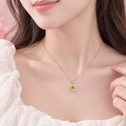 Dây Chuyền Nữ Bạc S925 Mặt Hoa Đính Đá Zircon HTT461 Xanh Đậm