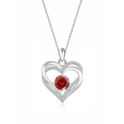Dây Chuyền Trái Tim Bạc S925 Nữ Đính Đá Zircon HTT460 Xanh Bích