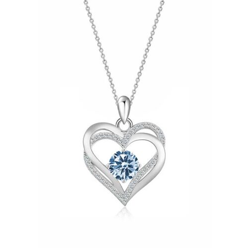 Dây Chuyền Trái Tim Bạc S925 Nữ Đính Đá Zircon HTT460 Xanh Bích