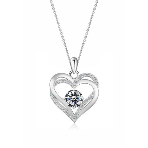 Dây Chuyền Trái Tim Bạc S925 Nữ Đính Đá Zircon HTT460 Xanh Bích