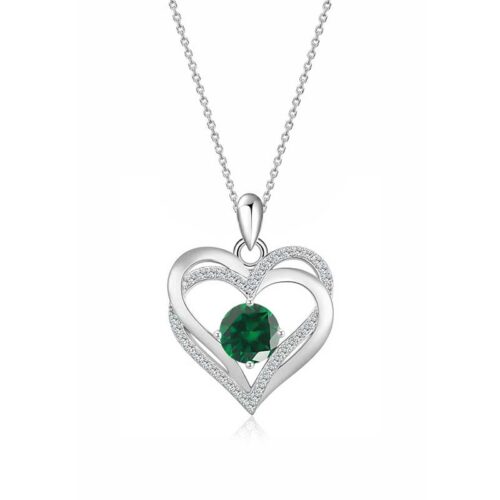 Dây Chuyền Trái Tim Bạc S925 Nữ Đính Đá Zircon HTT460 Xanh Bích
