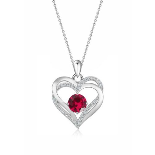 Dây Chuyền Trái Tim Bạc S925 Nữ Đính Đá Zircon HTT460 Xanh Bích