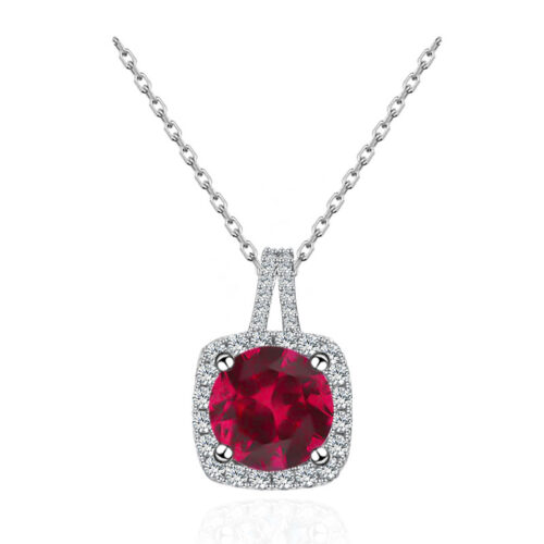 Dây Chuyền Nữ Bạc S925 Mặt Vuông Đính Đá Zircon HTT466 Vàng Lục