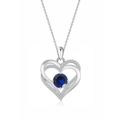 Dây Chuyền Trái Tim Bạc S925 Nữ Đính Đá Zircon HTT460 Xanh Bích