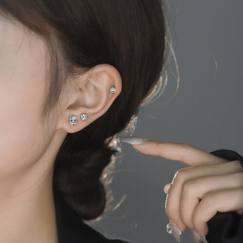 Bông Tai Kim Cương Moissanite Bạc S925 Cao Cấp HTT488
